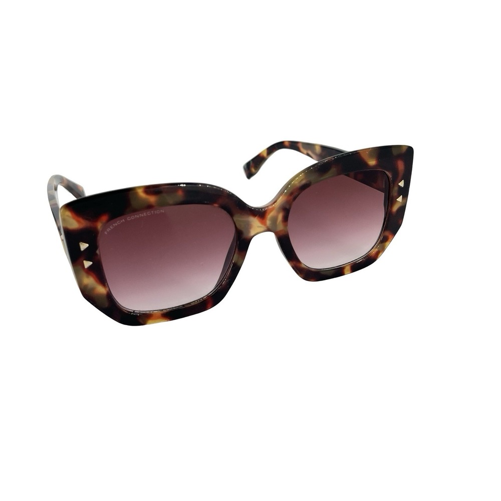 French Connection Women Oversized Square Cat Eye Sunglasses Tortoise Gradient